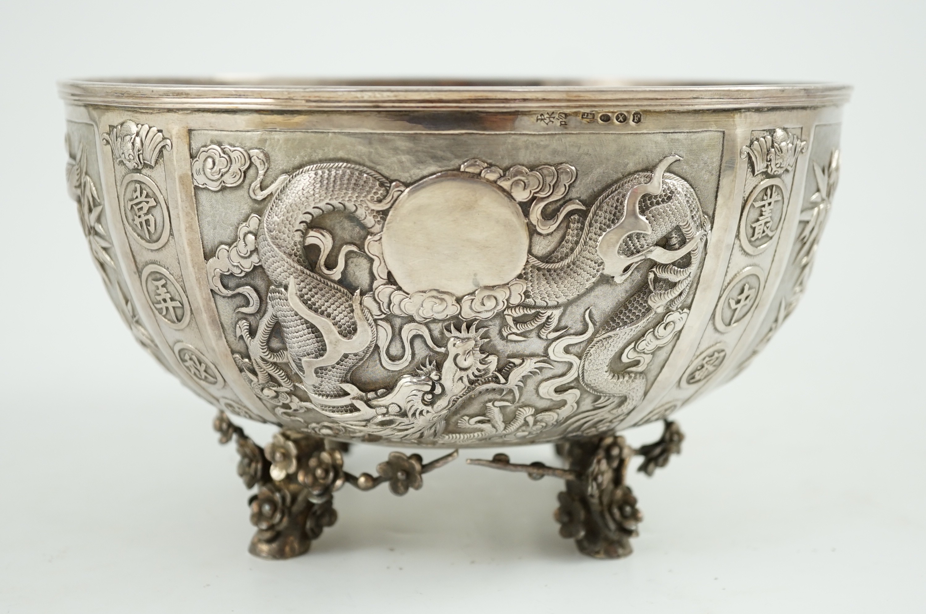 A late 19th/early 20th century Chinese Export silver rose bowl